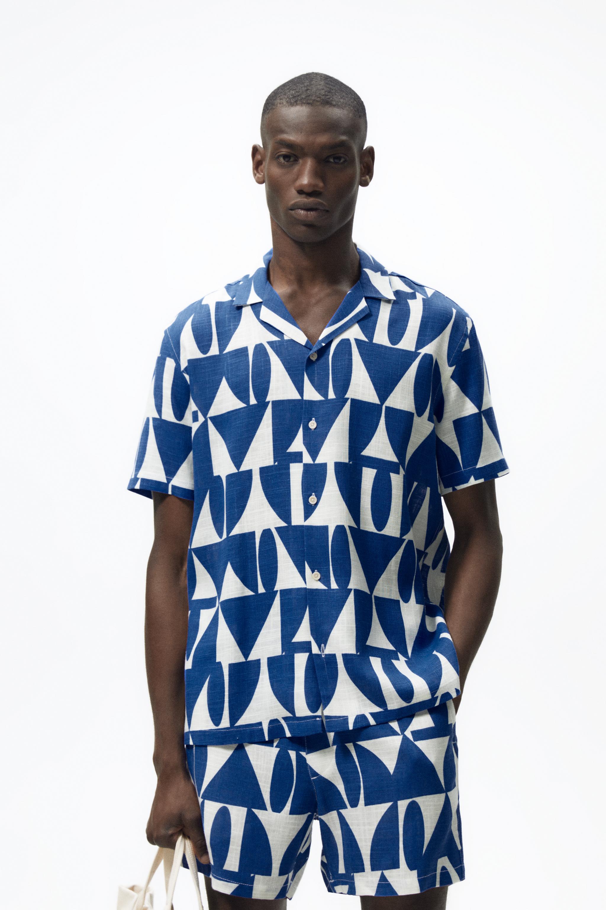 Zara shops 100% cotton geometric printed shirt